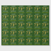 Groen Faux Gold "HAPPY 73rd BIRTHDAY" Cadeaupapier (Vlak)