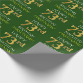 Groen Faux Gold "HAPPY 73rd BIRTHDAY" Cadeaupapier (Hoek)