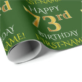 Groen Faux Gold "HAPPY 73rd BIRTHDAY" Cadeaupapier (Rol Hoek)