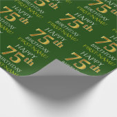 Groen, Faux Gold "HAPPY 75th BIRTHDAY" Cadeaupapier (Hoek)