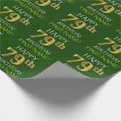 Groen Faux Gold "HAPPY 79th BIRTHDAY" Cadeaupapier (Hoek)