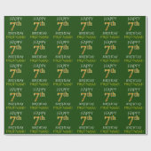 Groen Faux Gold "HAPPY 7th BIRTHDAY" Cadeaupapier (Vlak)