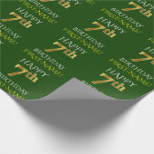 Groen Faux Gold "HAPPY 7th BIRTHDAY" Cadeaupapier (Hoek)