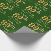 Groen, Faux Gold "HAPPY 80th BIRTHDAY" Cadeaupapier (Hoek)