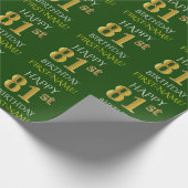 Groen Faux Gold "HAPPY 81st BIRTHDAY" Cadeaupapier (Hoek)