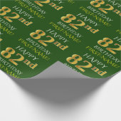 Groen Faux Gold "HAPPY 82nd BIRTHDAY" Cadeaupapier (Hoek)