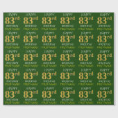 Groen Faux Gold "HAPPY 83rd BIRTHDAY" Cadeaupapier (Vlak)