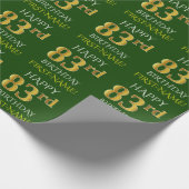 Groen Faux Gold "HAPPY 83rd BIRTHDAY" Cadeaupapier (Hoek)