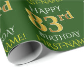Groen Faux Gold "HAPPY 83rd BIRTHDAY" Cadeaupapier (Rol Hoek)