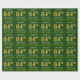 Groen Faux Gold "HAPPY 84th BIRTHDAY" Cadeaupapier
