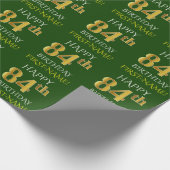 Groen Faux Gold "HAPPY 84th BIRTHDAY" Cadeaupapier (Hoek)