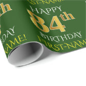 Groen Faux Gold "HAPPY 84th BIRTHDAY" Cadeaupapier (Rol Hoek)