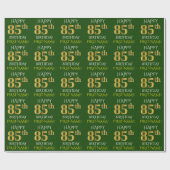 Groen Faux Gold "HAPPY 85th BIRTHDAY" Cadeaupapier (Vlak)
