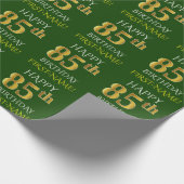 Groen Faux Gold "HAPPY 85th BIRTHDAY" Cadeaupapier (Hoek)