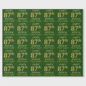 Groen Faux Gold "HAPPY 87th BIRTHDAY" Cadeaupapier (Vlak)