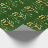 Groen Faux Gold "HAPPY 87th BIRTHDAY" Cadeaupapier (Hoek)