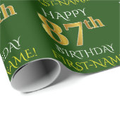 Groen Faux Gold "HAPPY 87th BIRTHDAY" Cadeaupapier (Rol Hoek)