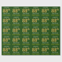 Groen Faux Gold "HAPPY 88th BIRTHDAY" Cadeaupapier