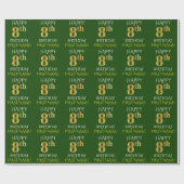 Groen Faux Gold "HAPPY 8th BIRTHDAY" Cadeaupapier (Vlak)