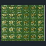 Groen, Faux Gold "HAPPY 90th BIRTHDAY" Cadeaupapier<br><div class="desc">Dit wikkelpapierontwerp heeft een boodschap als "HAPPY 90th BIRTHDAY",  waarbij de "90th" een faux/imitatie gouden uiterlijk heeft. Het heeft ook een aanpasbare naam en een groen gekleurde achtergrond. Het kan misschien worden gebruikt bij het inpakken van geschenken die worden gegeven voor iemands negentigste verjaardag. [~Z0000132]</div>