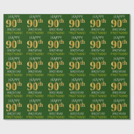 Groen, Faux Gold "HAPPY 90th BIRTHDAY" Cadeaupapier