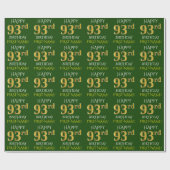 Groen Faux Gold "HAPPY 93rd BIRTHDAY" Cadeaupapier (Vlak)