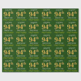 Groen Faux Gold "HAPPY 94th BIRTHDAY" Cadeaupapier