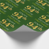 Groen Faux Gold "HAPPY 94th BIRTHDAY" Cadeaupapier (Hoek)