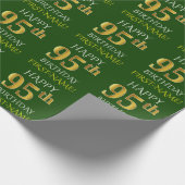 Groen, Faux Gold "HAPPY 95th BIRTHDAY" Cadeaupapier (Hoek)