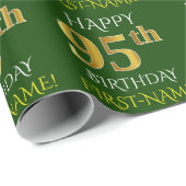 Groen, Faux Gold "HAPPY 95th BIRTHDAY" Cadeaupapier (Rol Hoek)