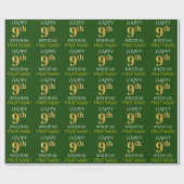 Groen Faux Gold "HAPPY 9th BIRTHDAY" Cadeaupapier (Vlak)