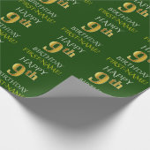 Groen Faux Gold "HAPPY 9th BIRTHDAY" Cadeaupapier (Hoek)