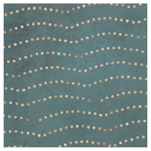 Groen & Faux Gold Waves Stof (Close Up)