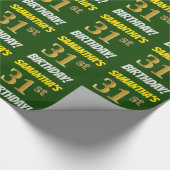 Groen, Faux/Imitatie Goud, "31e VERJAARDAG" Cadeaupapier (Hoek)