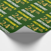 Groen, Faux/Imitation Gold, "24th BIRTHDAY" Cadeaupapier (Hoek)