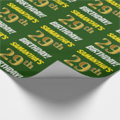 Groen, Faux/Imitation Gold, "29th BIRTHDAY" Cadeaupapier (Hoek)