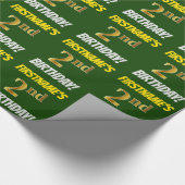 Groen, Faux/Imitation Gold, "2nd BIRTHDAY" Cadeaupapier (Hoek)