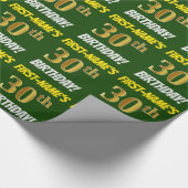 Groen, Faux/Imitation Gold, "30th BIRTHDAY" Cadeaupapier (Hoek)