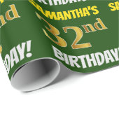 Groen, Faux/Imitation Gold, "32nd BIRTHDAY" Cadeaupapier (Rol Hoek)