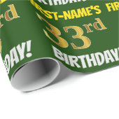 Groen, Faux/Imitation Gold, "33rd BIRTHDAY" Cadeaupapier (Rol Hoek)