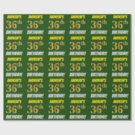 Groen, Faux/Imitation Gold, "36th BIRTHDAY" Cadeaupapier