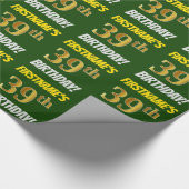 Groen, Faux/Imitation Gold, 39th BIRTHDAY Cadeaupapier (Hoek)