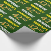 Groen, Faux/Imitation Gold, "42nd BIRTHDAY" Cadeaupapier (Hoek)