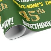 Groen, Faux/Imitation Gold, 45th BIRTHDAY Cadeaupapier (Rol Hoek)