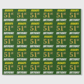 Groen, Faux/Imitation Gold, "51st BIRTHDAY" Cadeaupapier (Vlak)