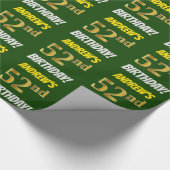 Groen, Faux/Imitation Gold, "52nd BIRTHDAY" Cadeaupapier (Hoek)