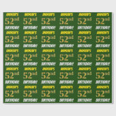 Groen, Faux/Imitation Gold, "52nd BIRTHDAY" Cadeaupapier (Vlak)