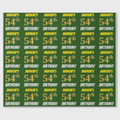 Groen, Faux/Imitation Gold, "54th BIRTHDAY" Cadeaupapier (Vlak)