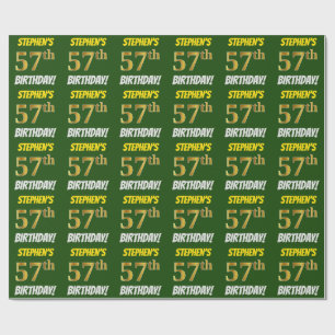 Groen, Faux/Imitation Gold, 57th BIRTHDAY Cadeaupapier