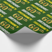 Groen, Faux/Imitation Gold, "60th BIRTHDAY" Cadeaupapier (Hoek)